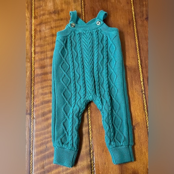 Hannah Anderson Baby Emerald Green Knit Overalls 12-18 Months - Picture 3 of 12